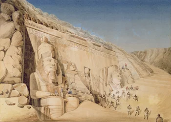 Die Ausgrabung des Großen Tempels von Ramses II., Abu Simbel, 1819
